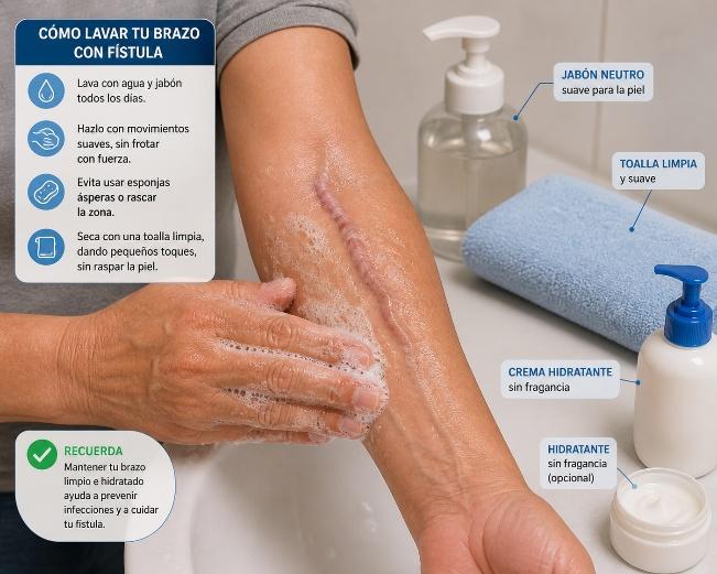 Lavado del brazo con fístula