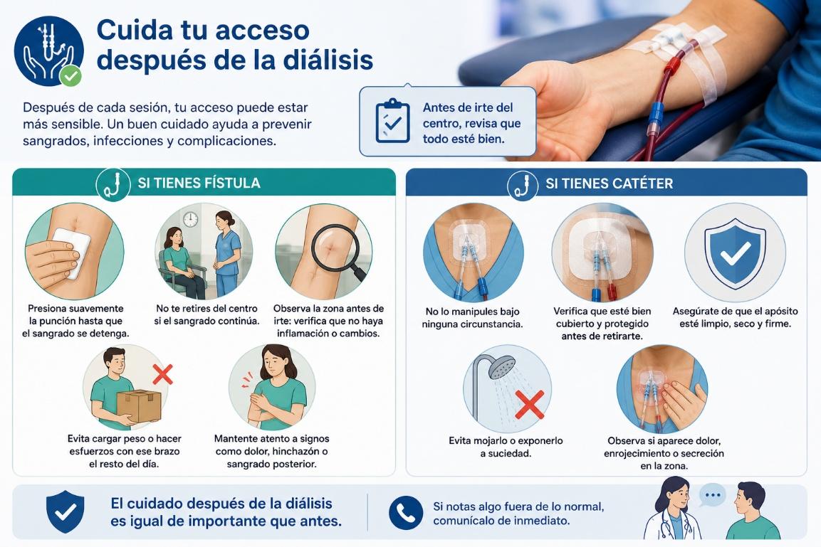 Cuidados después de la sesión de hemodiálisis