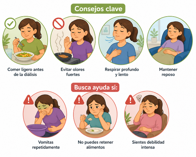 Reposo en posición semisentada ante las náuseas